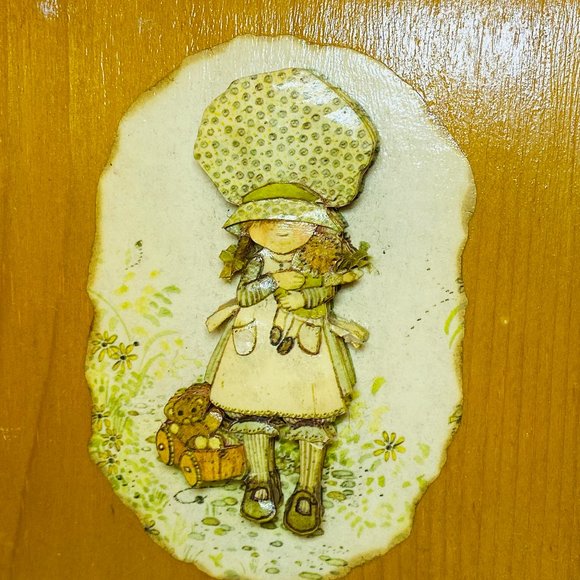 2 Vintage Handmade 3D Doll Cut Outs Layered on Wooden Plaques 1975 - Picture 2 of 9